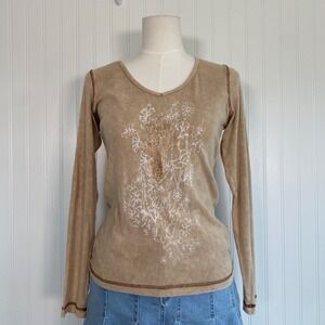Xcit USA Womens Vintage Y2K Fairy Grunge Top Size‎ M Graphic Print Earthy Indie